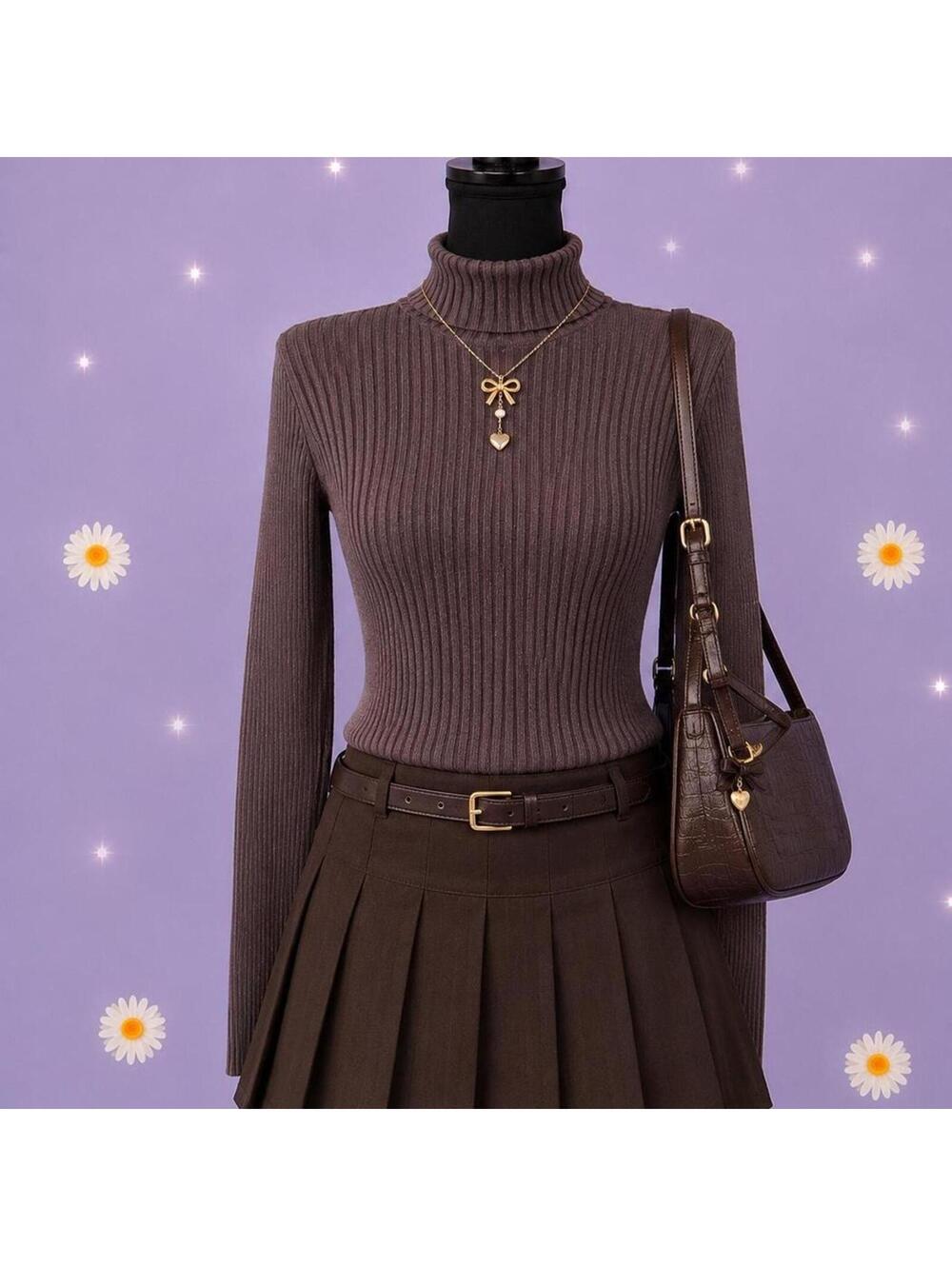 Vintage Y2K GAP Dark Academia Shimmer Minimalist Turtleneck Sweater Size Small